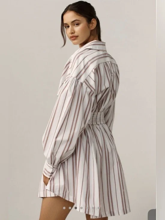 Anthropologie Long-Sleeve Collared A Line Mini Dress - Picture 2 of 10